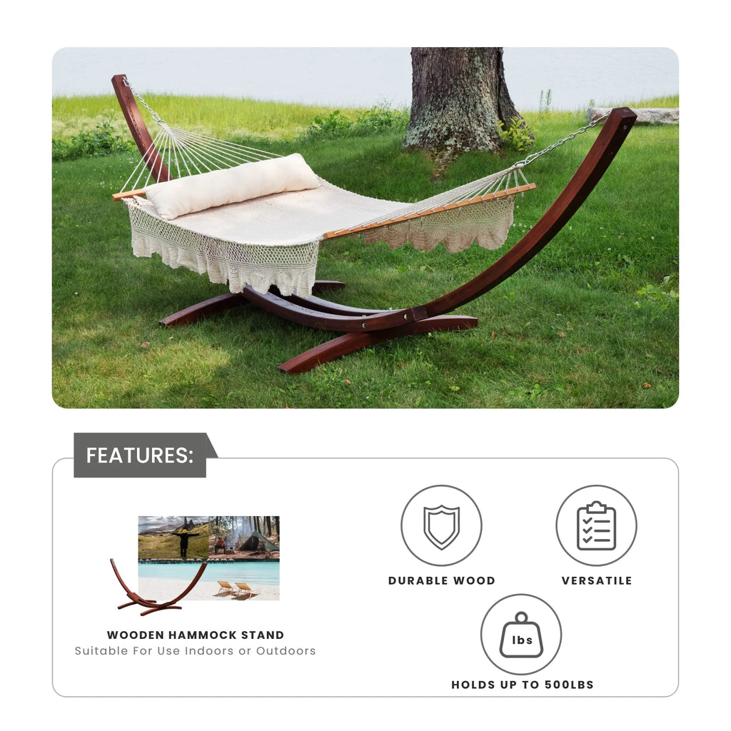Hammock Stand Only 13.5 ft Heavy-Duty Wood Double Hammock Stand for 2 Persons, 500 Lbs. Weight Capacity K94148