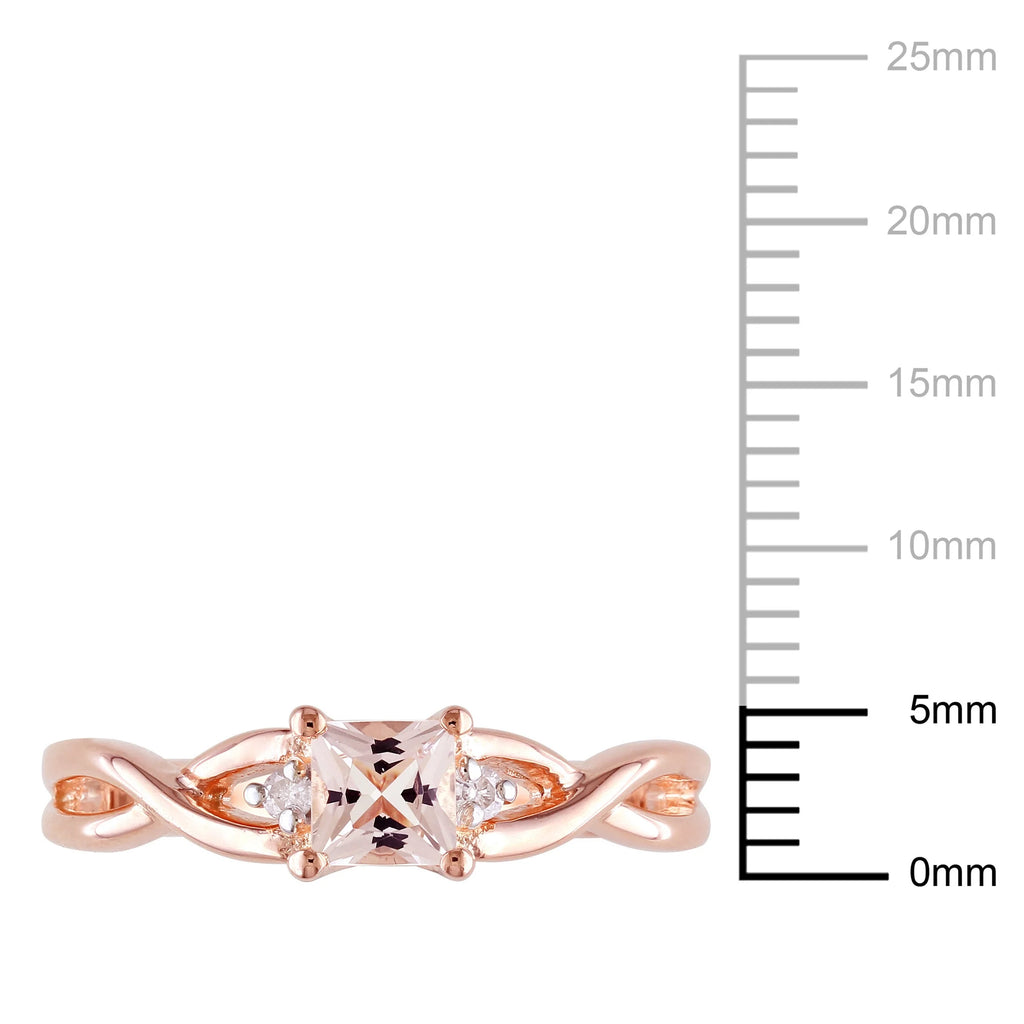 Rose Gold Sterling Silver Morganite and Diamond Accent Ring B9005