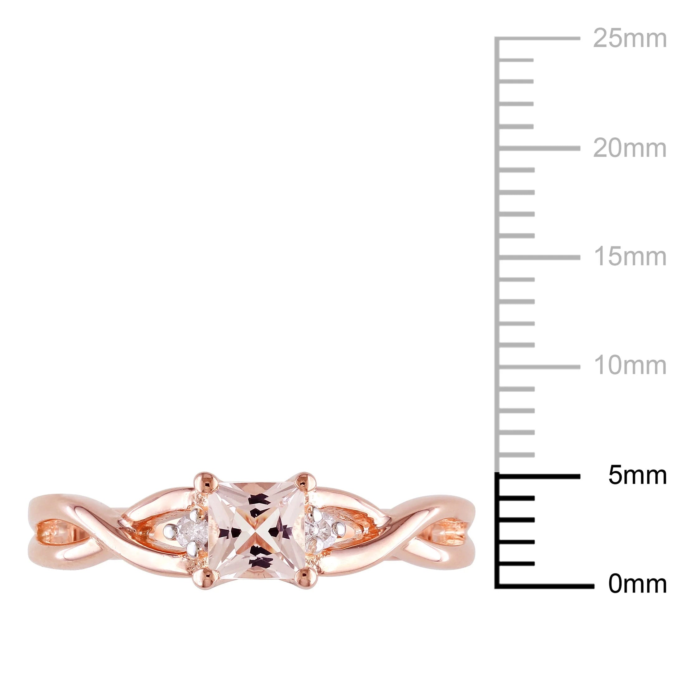 Rose Gold Sterling Silver Morganite and Diamond Accent Ring B9005
