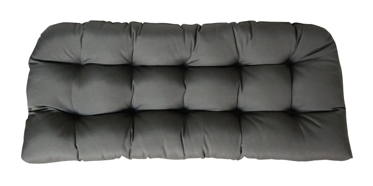 Canvas Charcoal Grey Tufted Wicker Loveseat Cushion Q3894