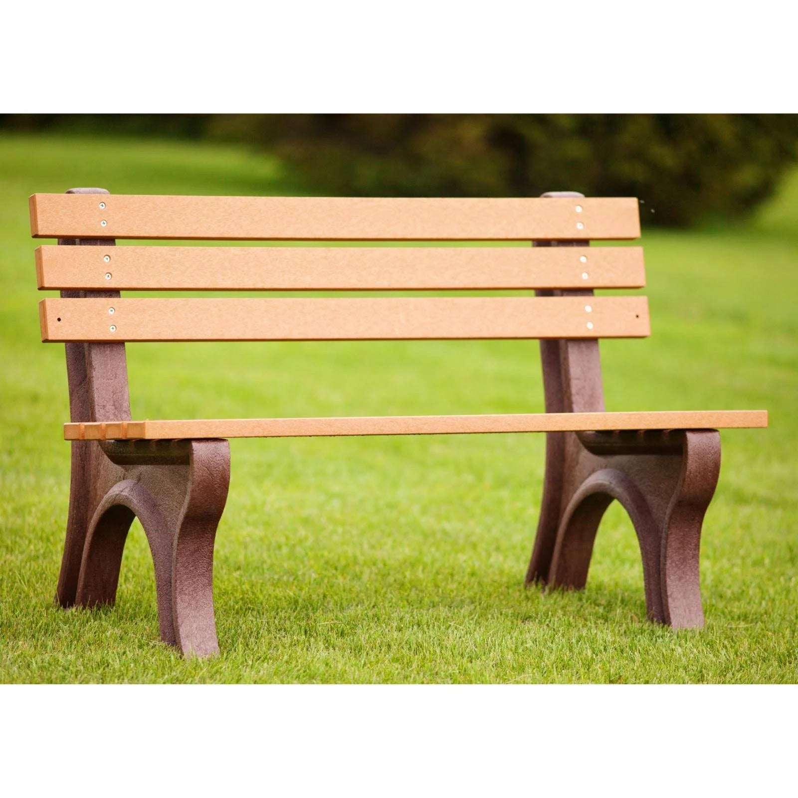 Black Weathered Wood Recycled Plastic Armless Park Bench G468679