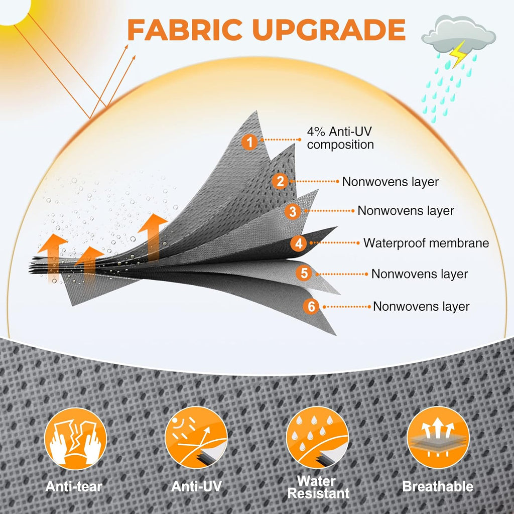 Heavy Duty 6 Layers 5th Wheel RV Cover Anti-UV Breathable Rip-Stop with 2Pcs Extra Straps & Gutter Spout Covers L8003