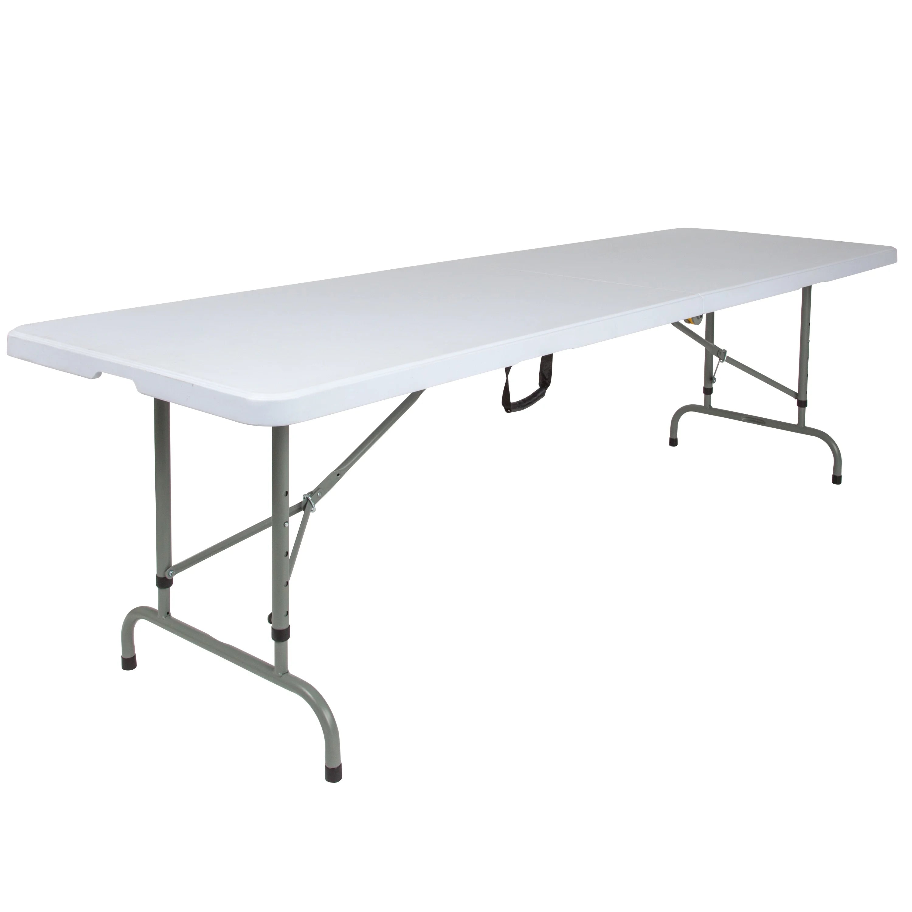 8-Foot Height Adjustable Granite White Plastic Folding Table with Carrying Handle F106149