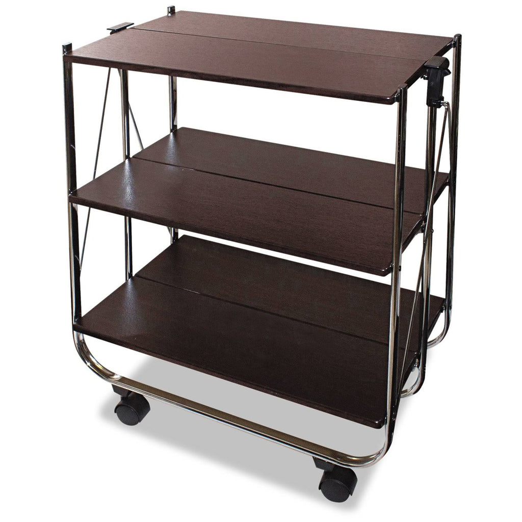 Click-N-Fold Utility Cart, 26 1/2W x 15 3/4d x 31 1/2h, Chrome/Brown D466959