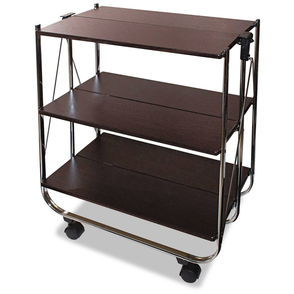 Click-N-Fold Utility Cart, 26 1/2W x 15 3/4d x 31 1/2h, Chrome/Brown D466959