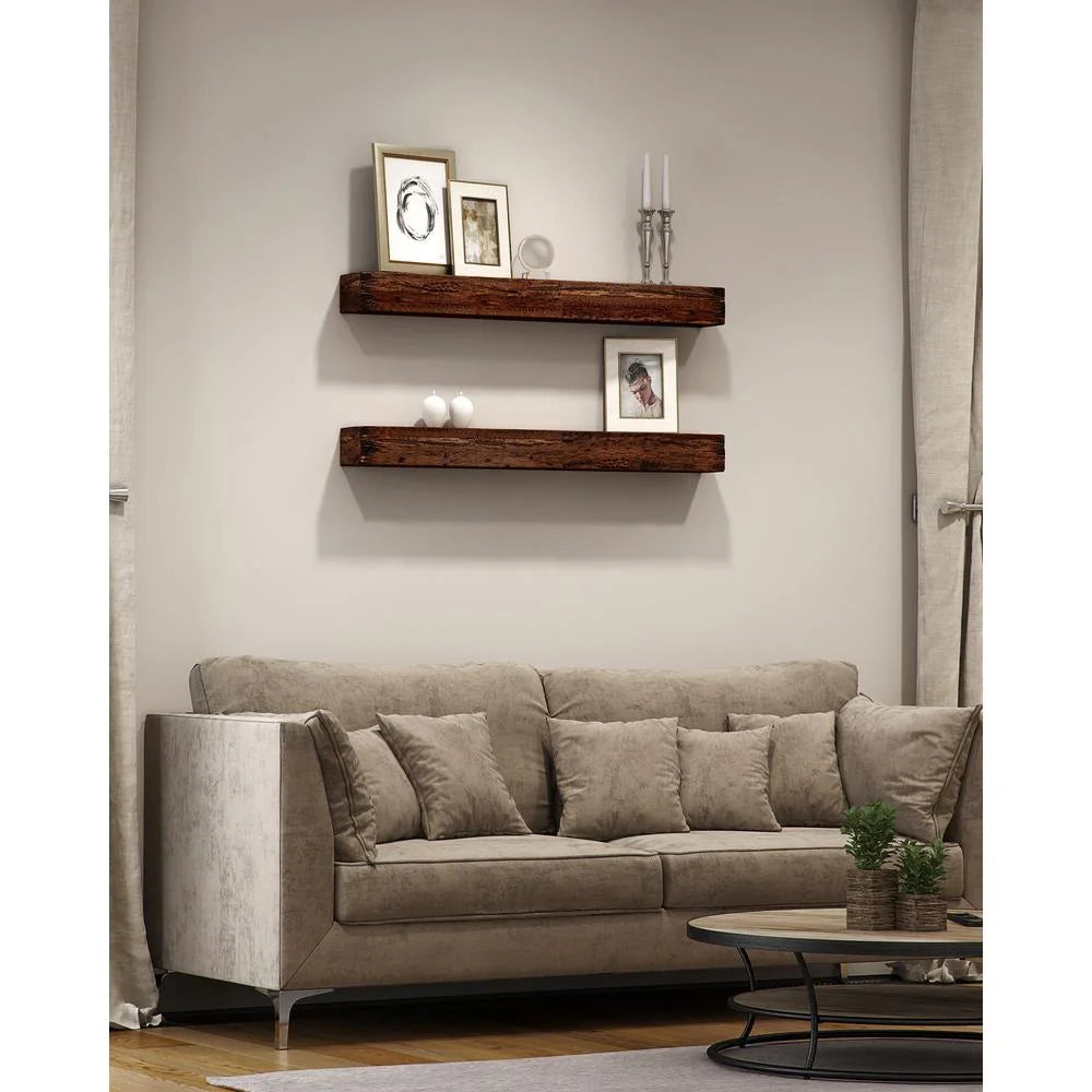 Distressed Floating Shelves, Brown - 2 Piece P871541