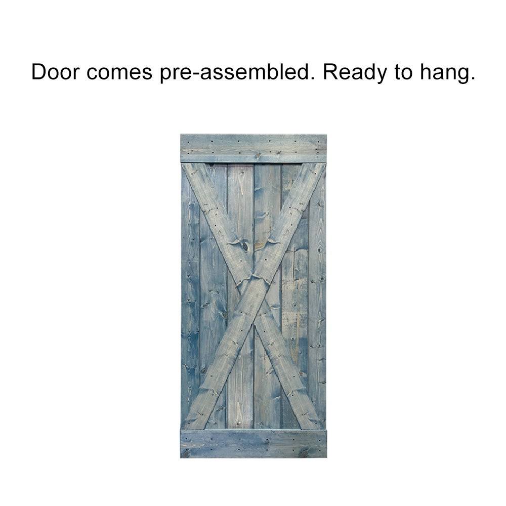 Weather Oak Stained Wood Interior Sliding Barn Door with Hardware Kit O268