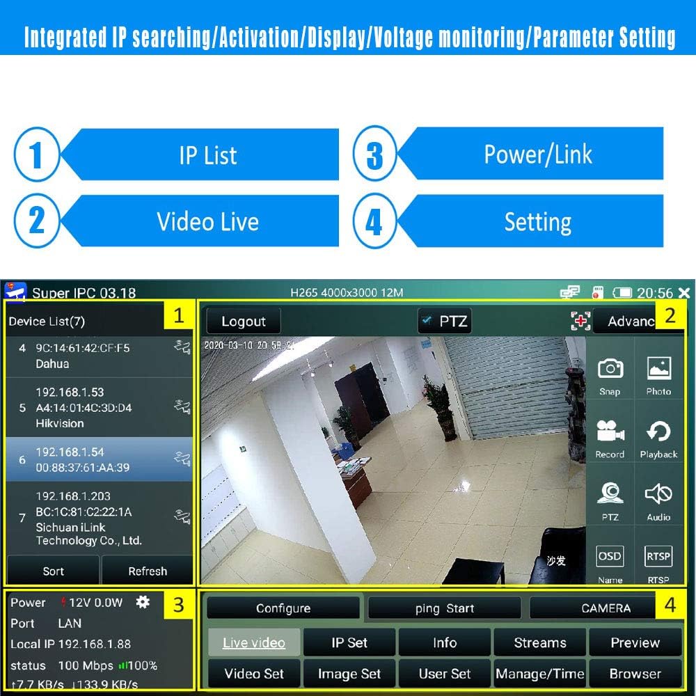7 Inch IP Camera Tester Monitor B768