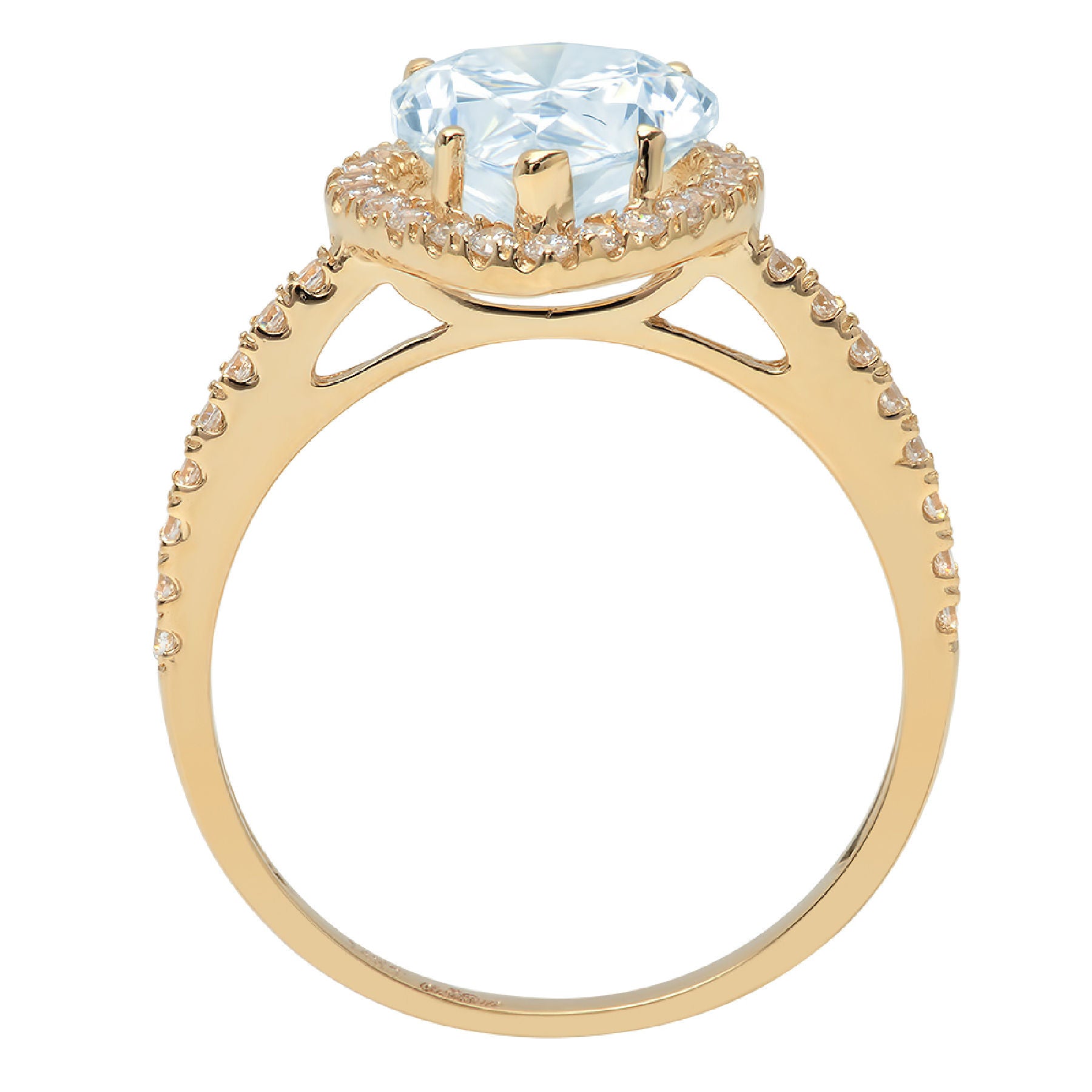 2.38ct Pear Cut Blue Swiss Blue Topaz 18k Yellow Gold Halo Ring Size 3.5 F567176