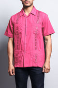 Men's Short Sleeve Cuban Style Guayabera Shirt (Coral)