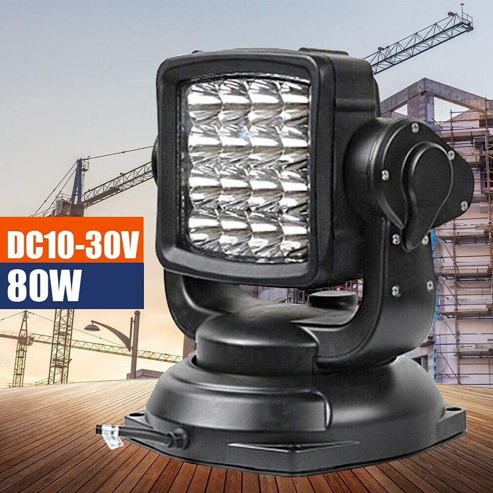 80W Wireless Remote LED Search Light Waterproof Spotlight K89405