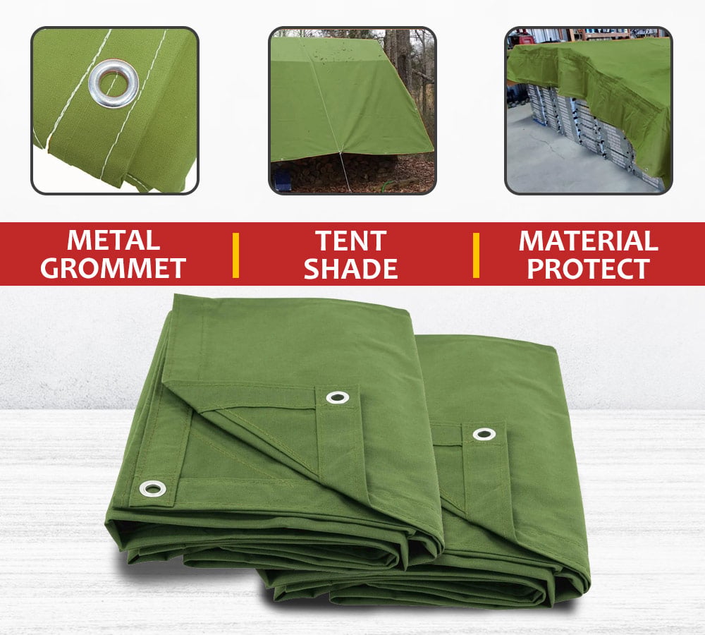 6' x 8' Green Canvas Tarp 12oz Water Resistant V69332