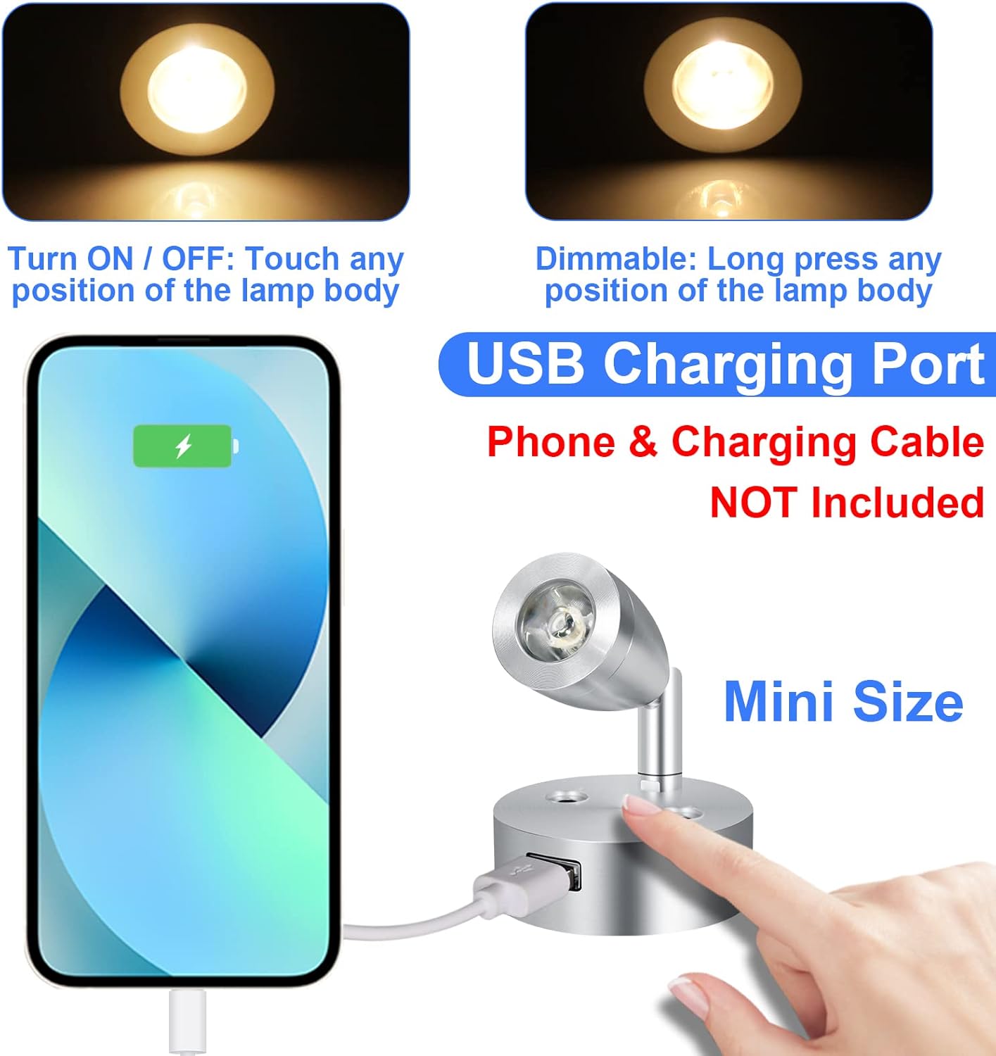4PCS DC12-24V LED Aluminum Dimmable Warm White Reading Lamp Z118687