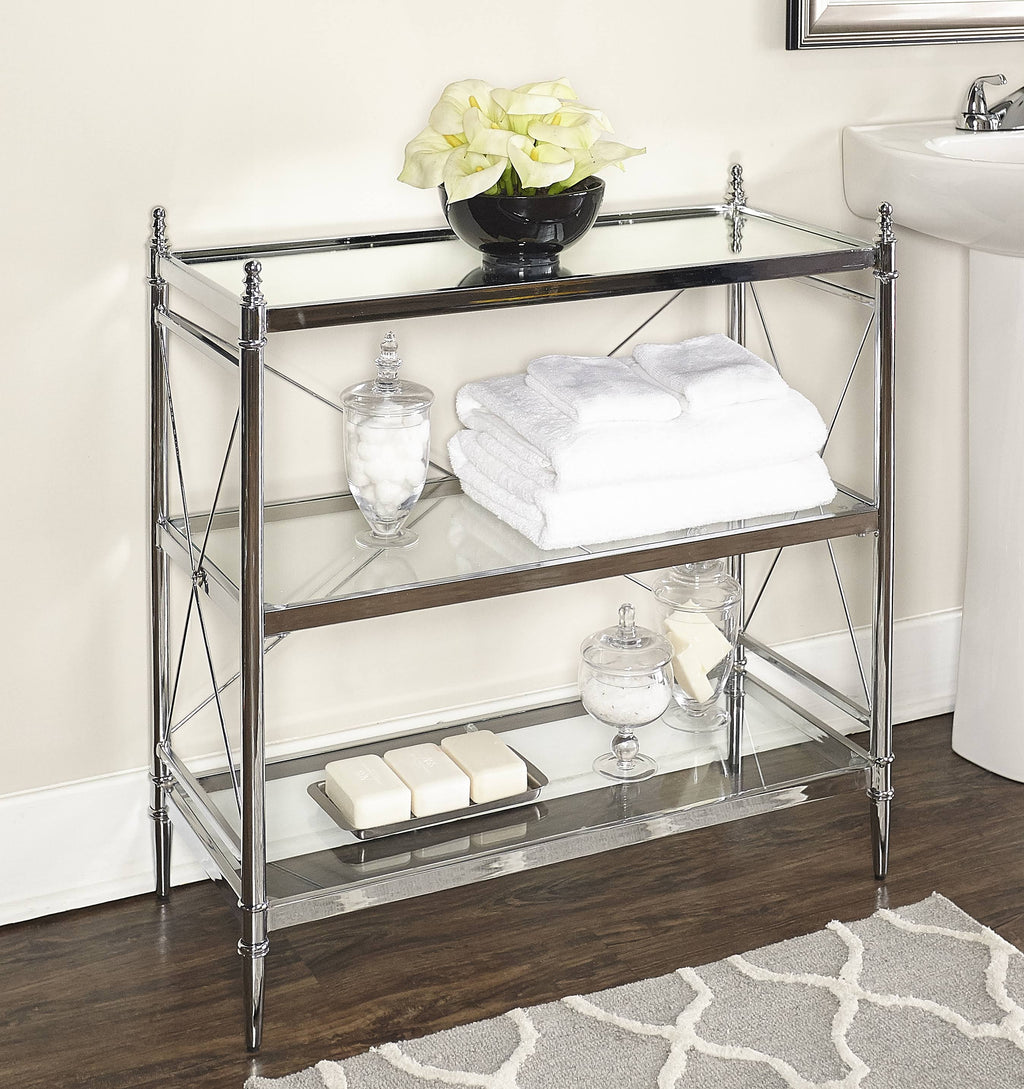 Chrome and Glass Floor Console H530
