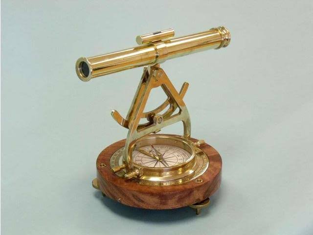 Solid Brass Alidade Compass 14 in. Telescopes Decorative Accent Y7628