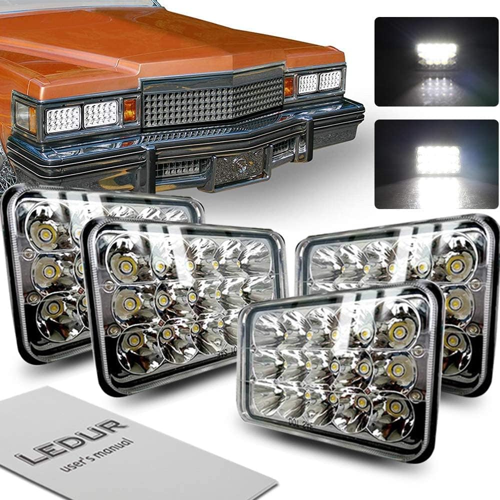 4x6 Inch LED Headlights Sealed Beam Rectangular 45W High/Low Beam Universal Pack of 2 C989938