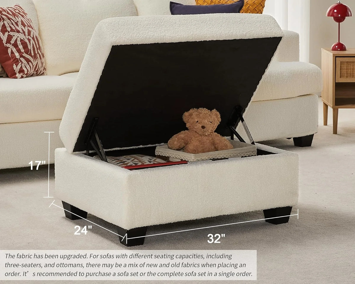 Offwhite Bouclé Ottoman Sofa V323