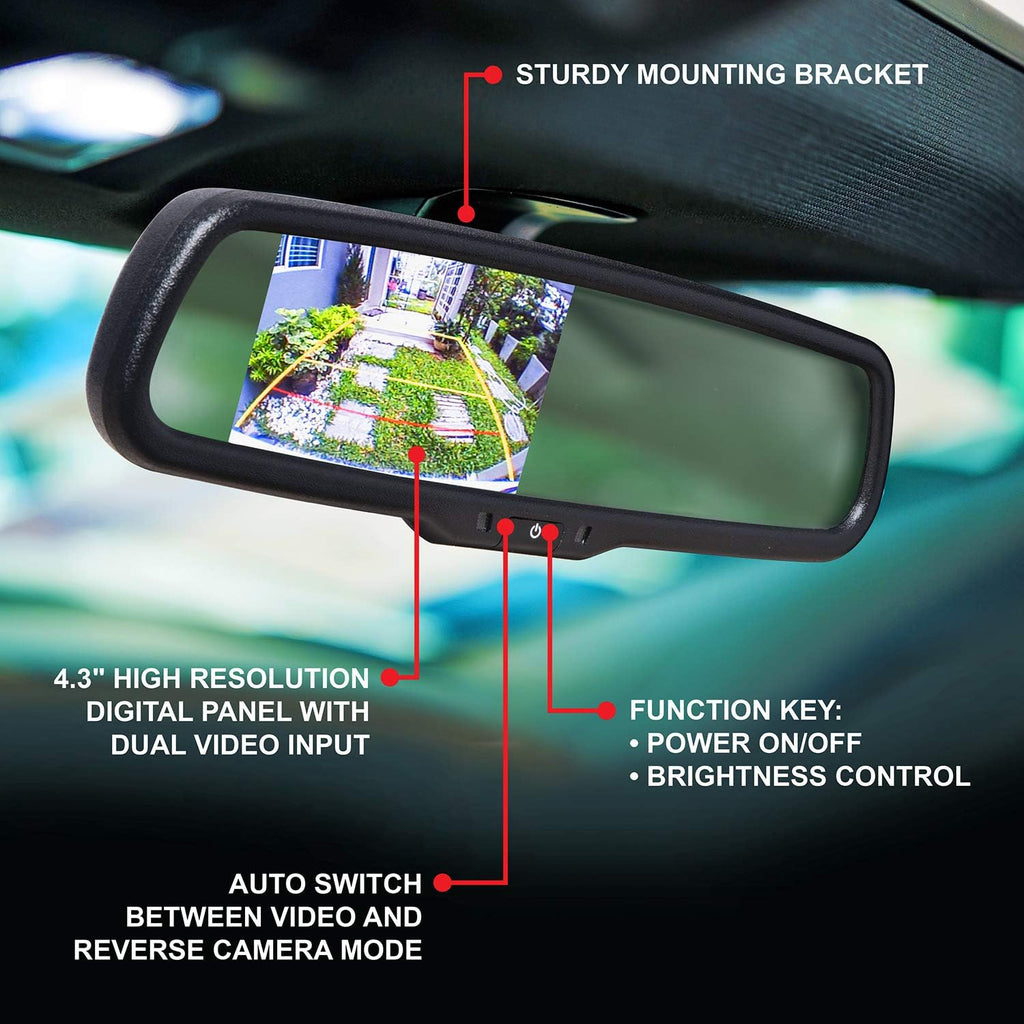 Rearview Car Mirror with 4.3 Inch Monitor and Backup Camera V726
