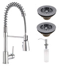 Chrome Double Strainer Kitchen Kit with Commercial Style Faucet U3480