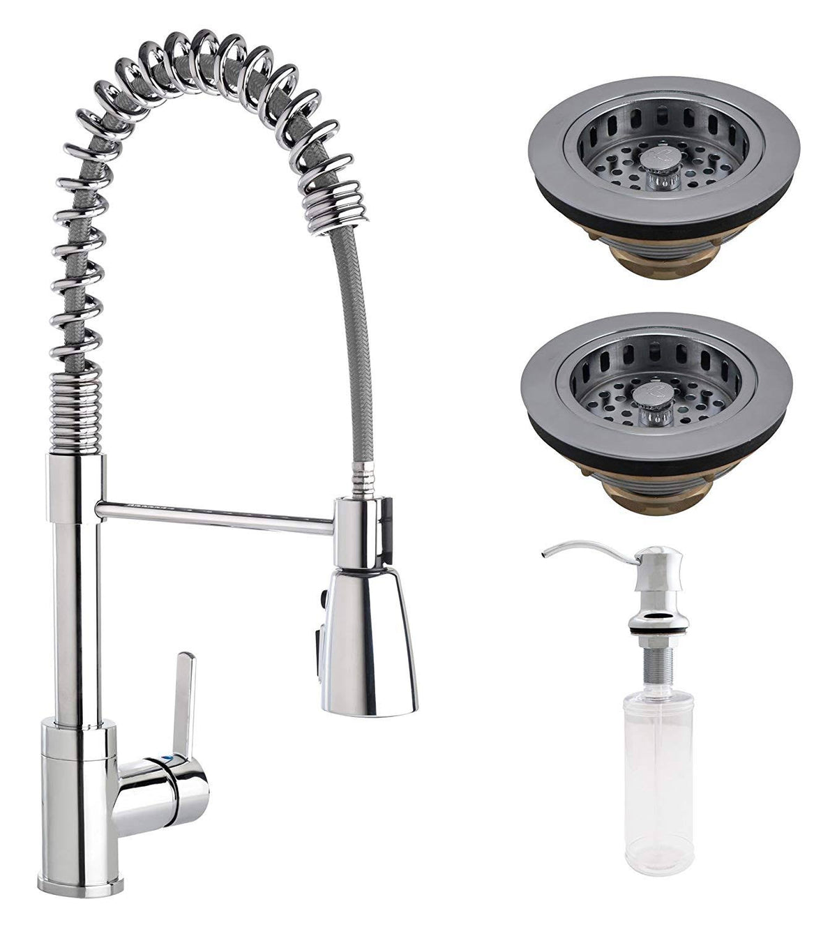 Chrome Double Strainer Kitchen Kit with Commercial Style Faucet U3480