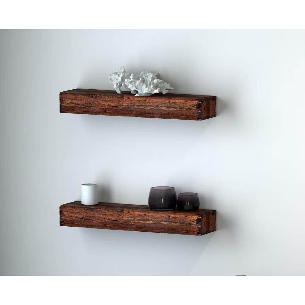 Distressed Floating Shelves, Brown - 2 Piece P871541