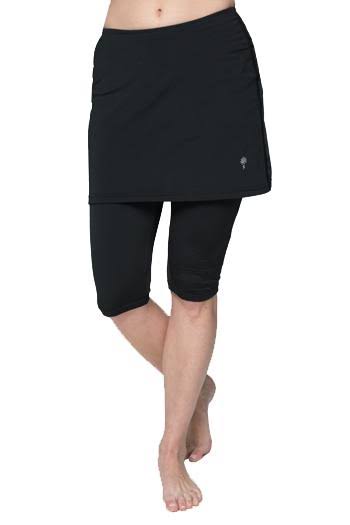 Black Chlorine Proof Athletic Skirted Capris 16 inch X718