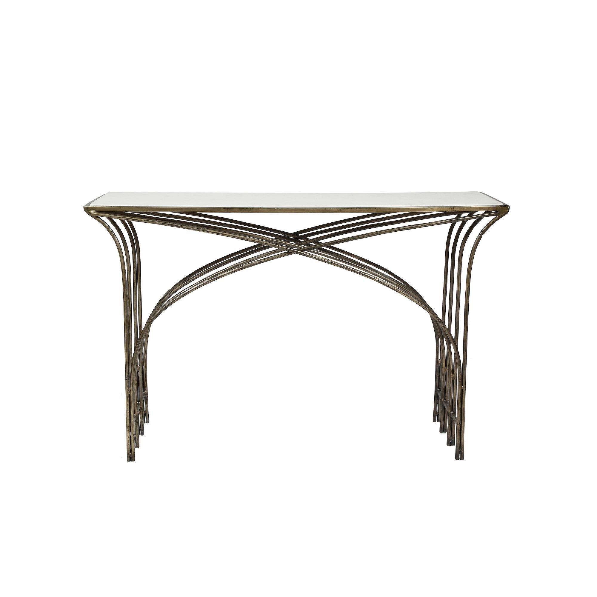 Gold and White Marble Console Table G144225
