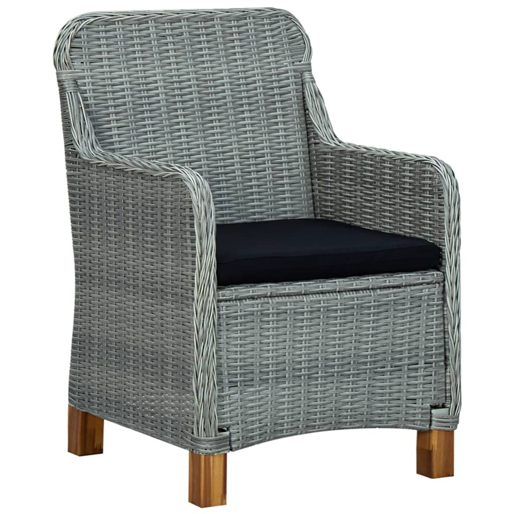 Gray Poly Rattan Patio Chairs with Cushions 2 pcs B167