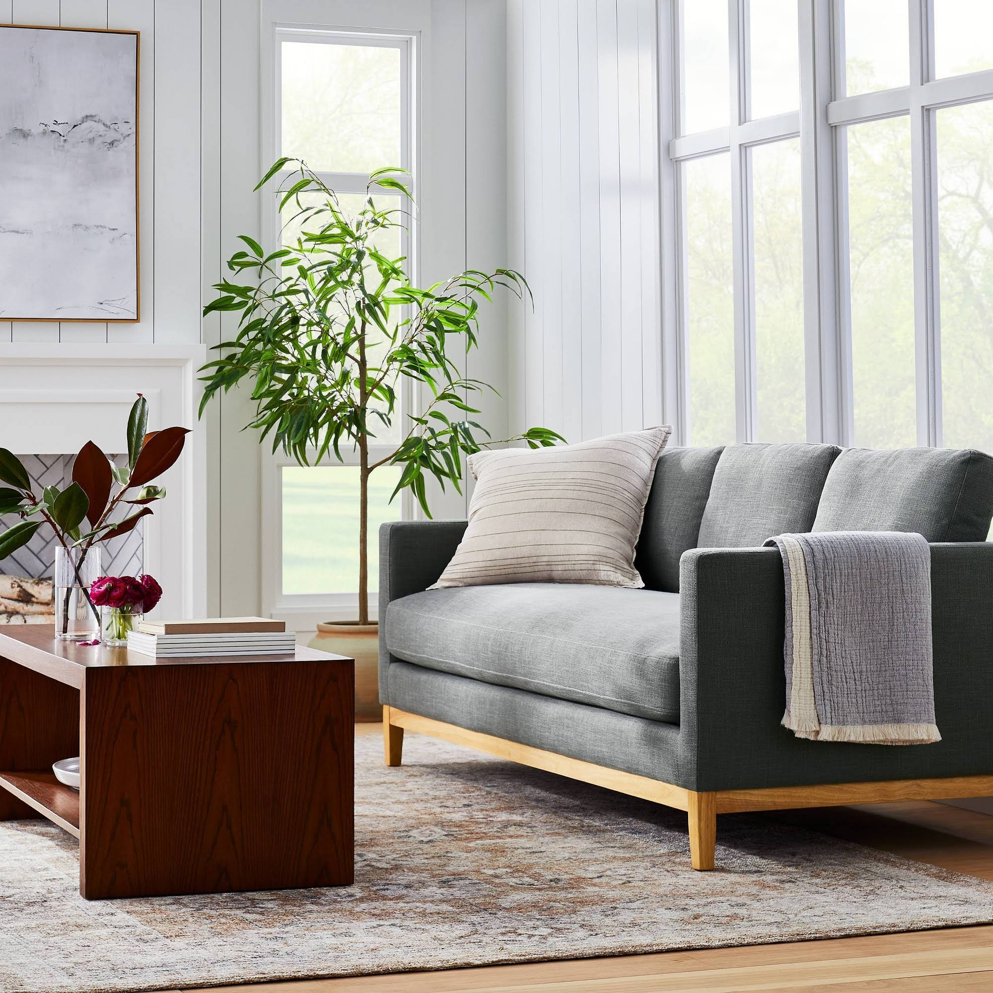 Dark Gray Wood Base Sofa Z94418