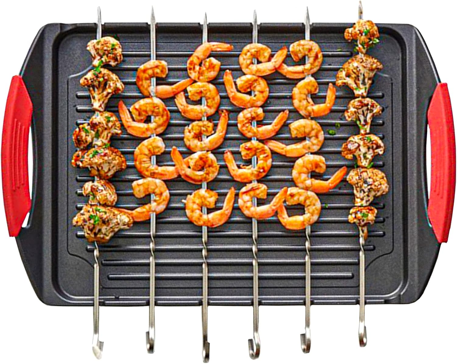 Cast Aluminium Griddle Plate with 6 Stainless Steel Skewers J500