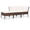 3 Piece Poly Rattan Patio Conversation Sofa Set with Ottoman M877061