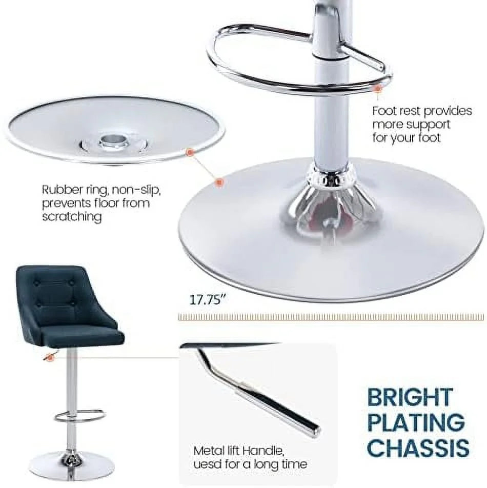 Adjustable Fabric Tufted Swivel Barstool with Back L5214