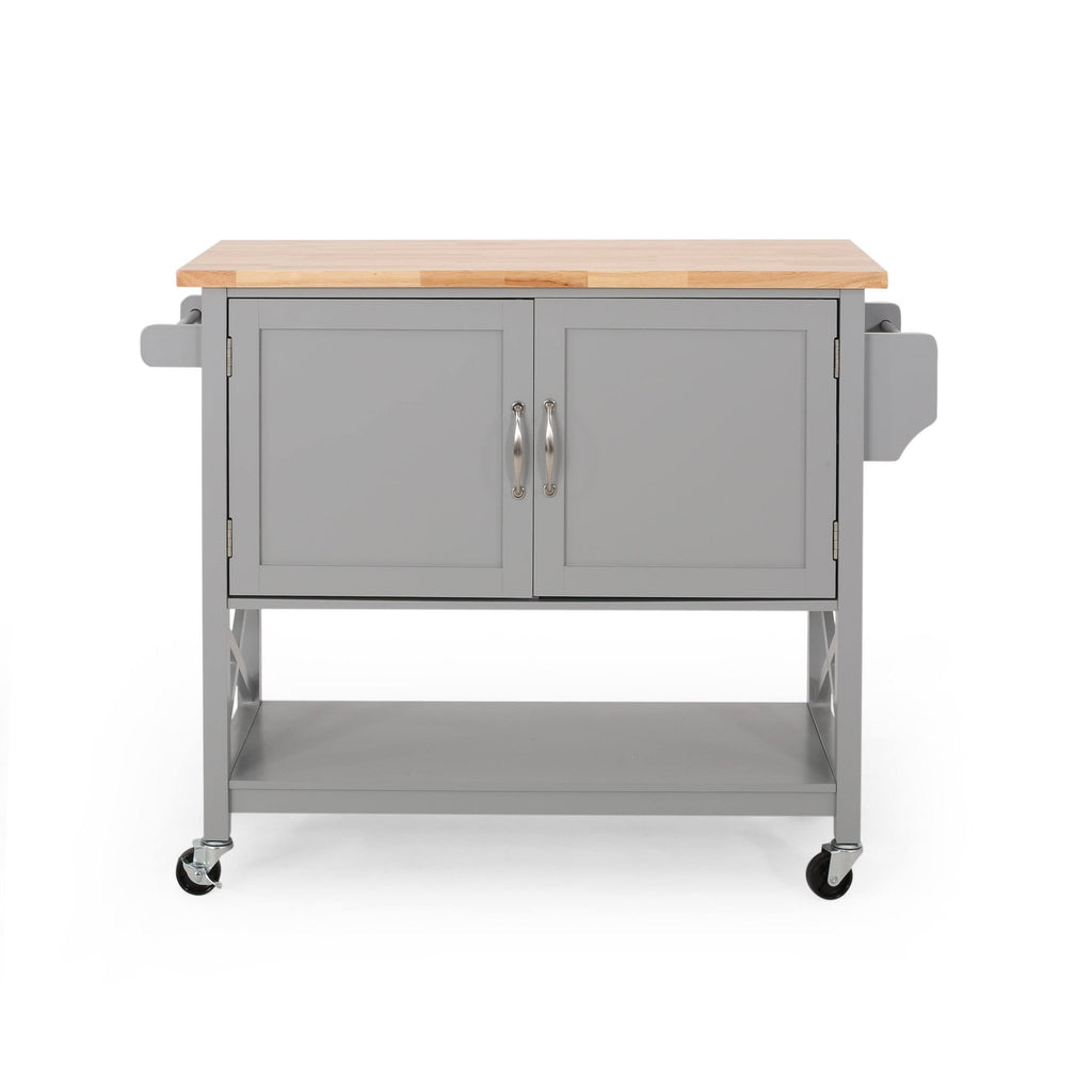 Gray Farmhouse Kitchen Cart with Wheels M223212