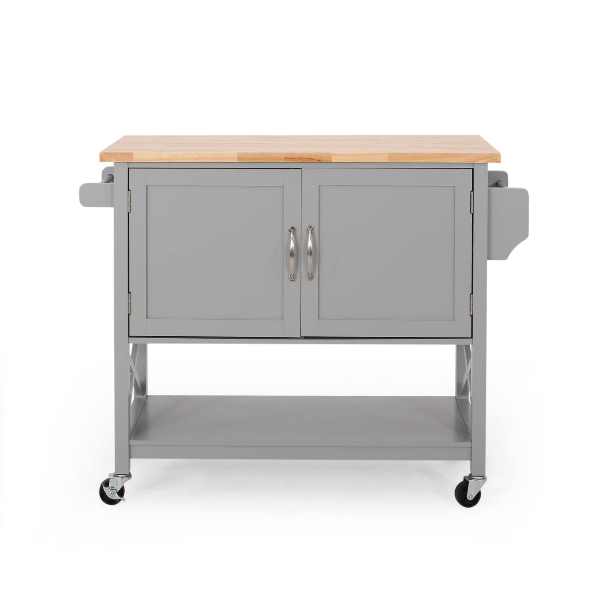 Gray Farmhouse Kitchen Cart with Wheels M223212