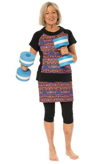 Black Chlorine Proof Athletic Skirted Capris 16 inch X718