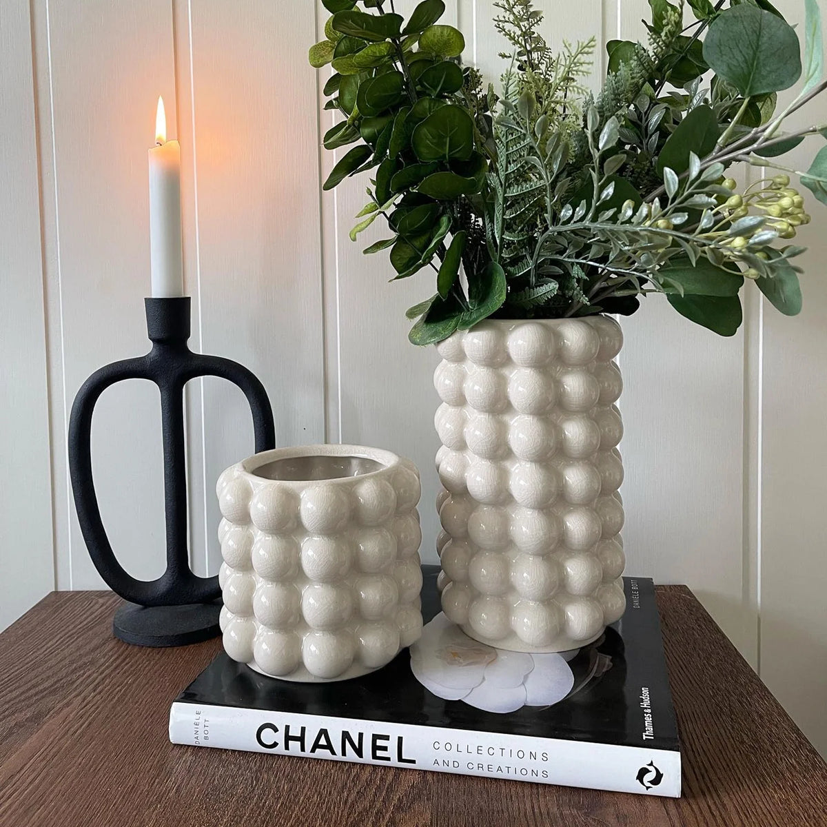 White Ceramic Vases, Set of 2 Y445687
