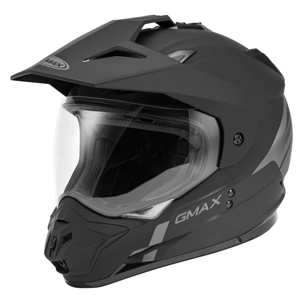 Matte Black/Grey Dual-Sport Helmet Q206
