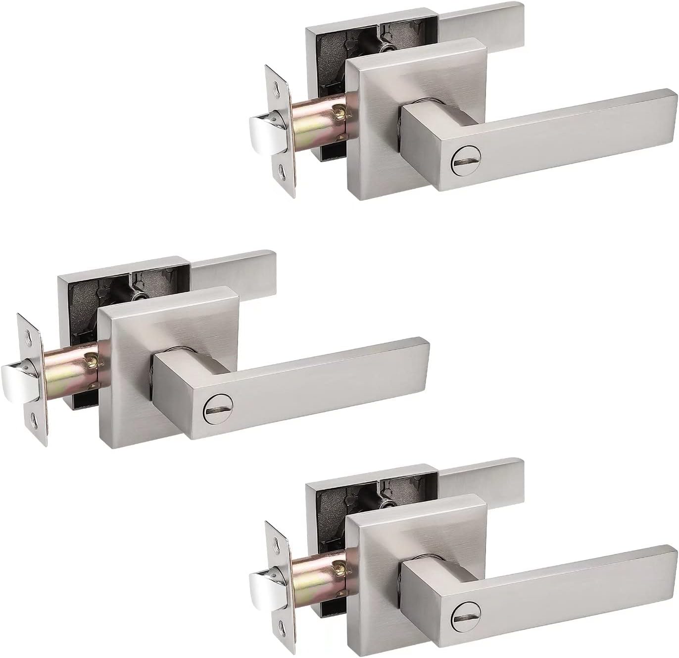 Pack of 10 Square Non-Turning Door Lever with Satin Nickel Finish P96119