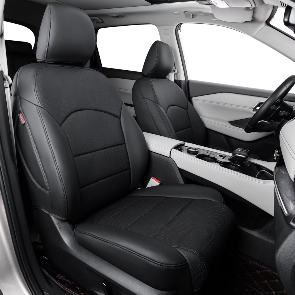 Black Leatherette Car Seat Covers Full Set K833