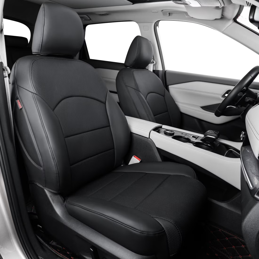 Black Leatherette Car Seat Covers Full Set K833