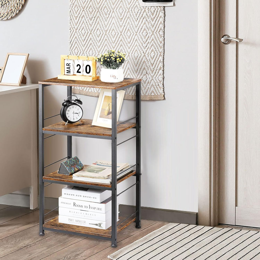 4-Tier Industrial Wood Serving Cart with Wheels Y545307