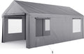 Enclosed Car Canopy 10x20*9.38ft with 4 Windows, 180g PE Cover, Detachable Walls & Doors U89766