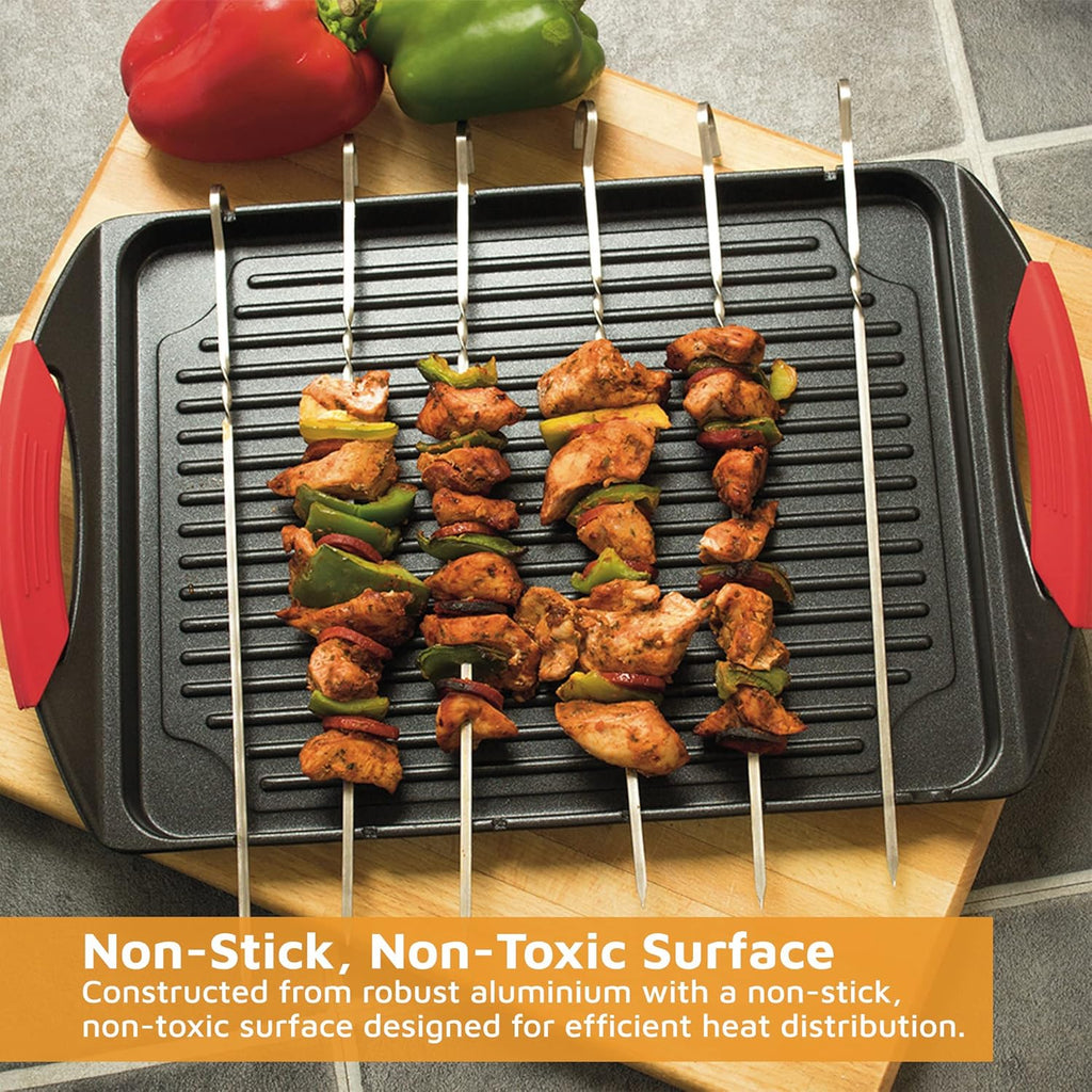 Cast Aluminium Griddle Plate with 6 Stainless Steel Skewers J500