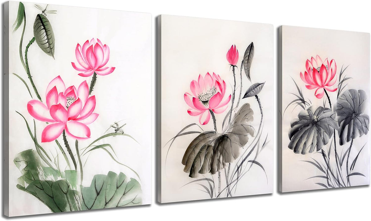 Red Plum Blossom Canvas Prints 3 Pcs Framed 16x16inches T271938