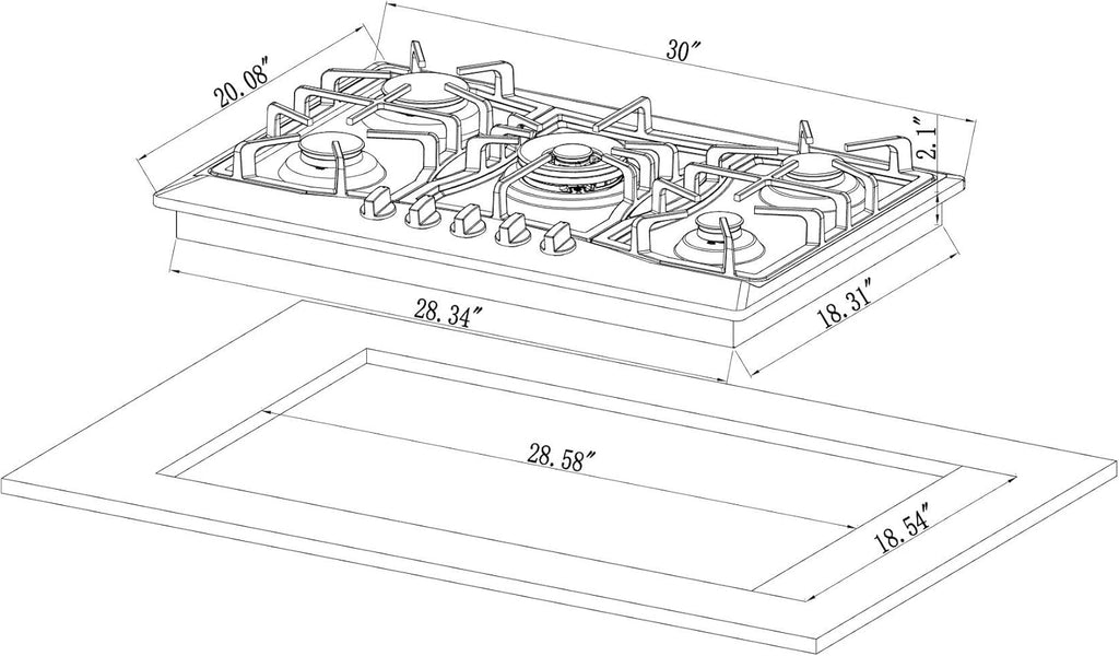 30 in. Stainless Steel Gas Cooktop with 5 Sealed Burners Z56636
