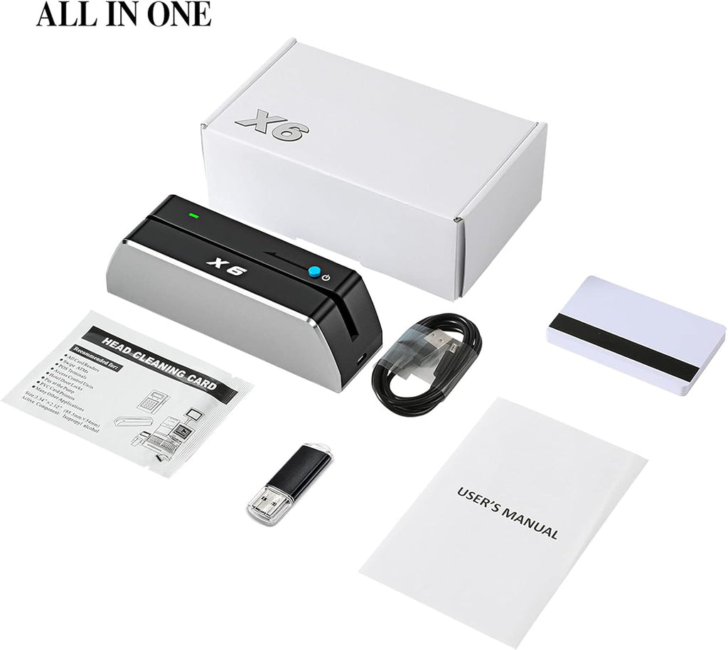 X6 BT Bluetooth Magnetic Card Reader Writer USB 3 Tracks Swipe Encoder P291