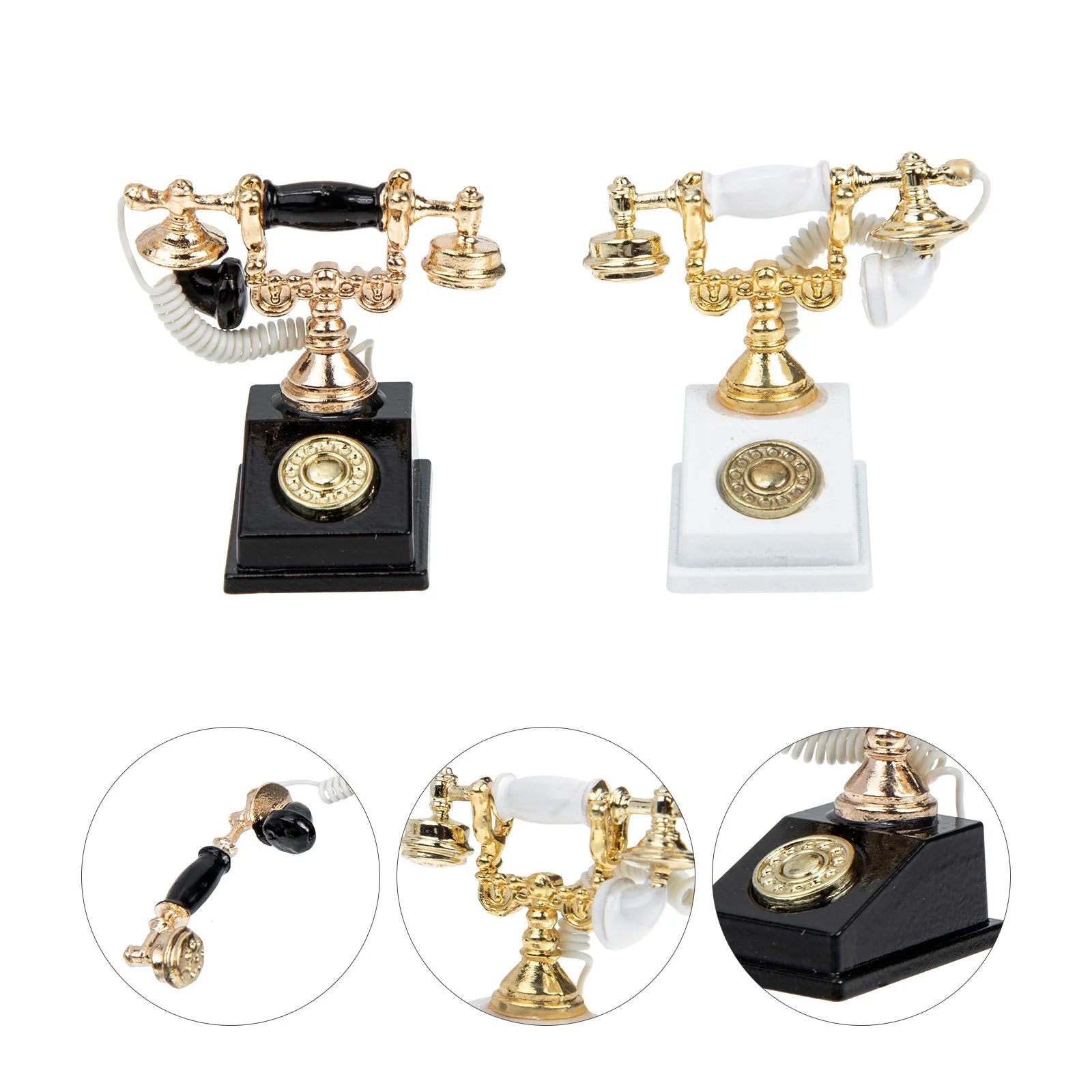 2pcs Retro Miniature Telephone Dollhouse Furniture Accessories D88825