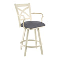 Metal Swivel Barstool in Dark Gray Faux Leather O9146