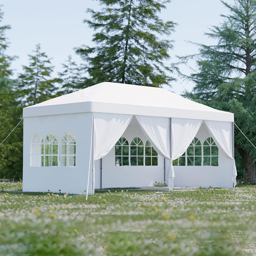 Blue 10'x20' Pop Up Canopy Tent with 6 Sidewalls and Wheeled Carry Bag S755