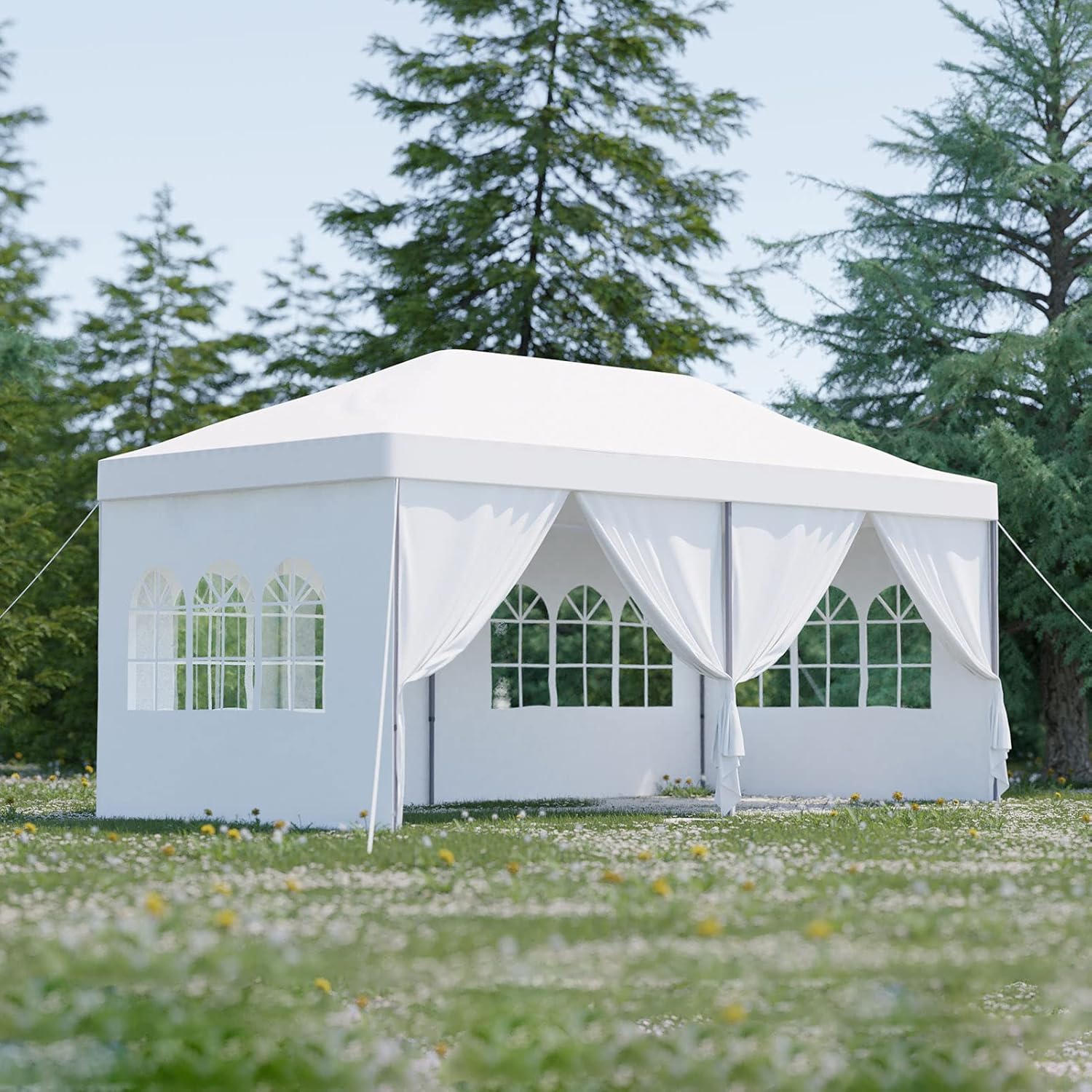 Blue 10'x20' Pop Up Canopy Tent with 6 Sidewalls and Wheeled Carry Bag S755